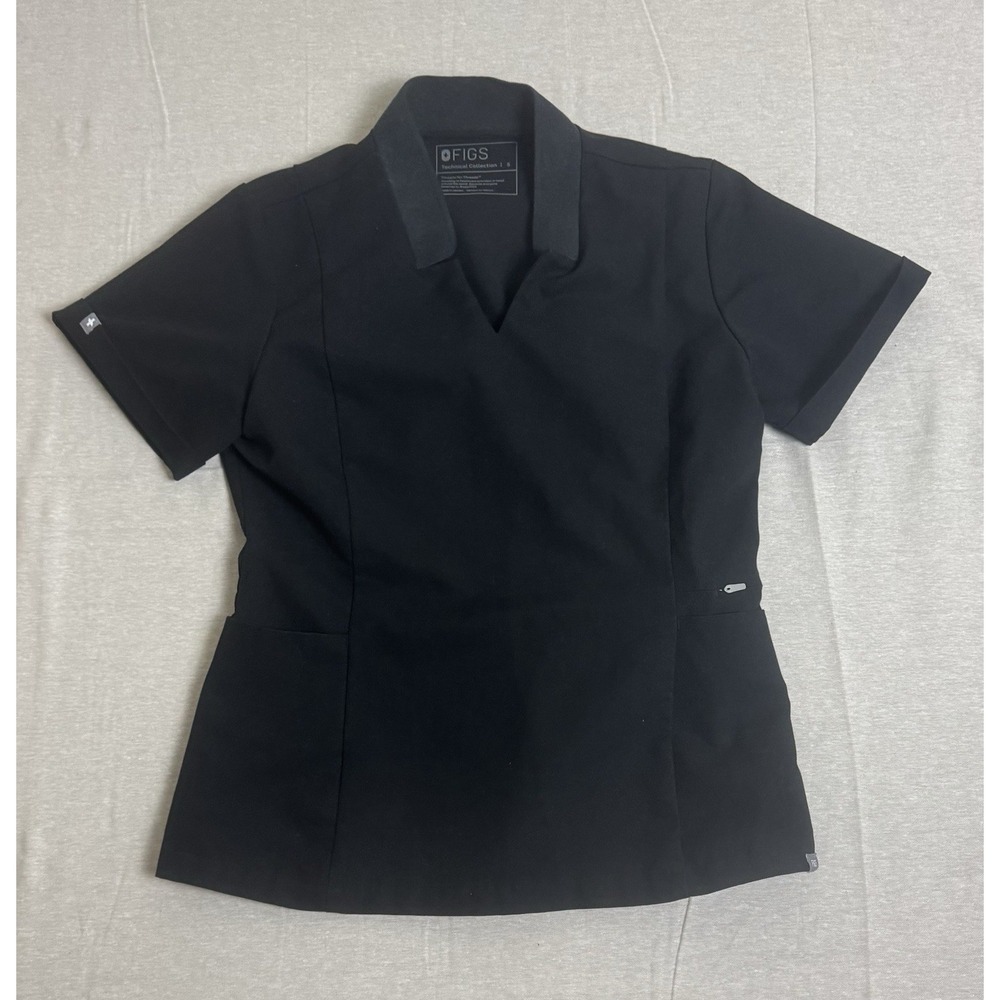 FIGS Black Scrub Top with Collar Women S